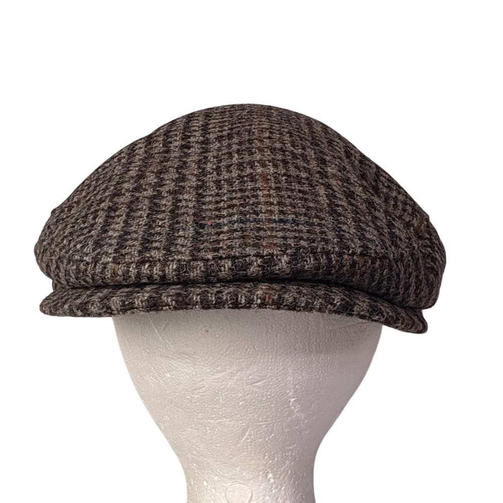 Mucros Weavers Workshop Trinity Tweed Flat Cap Hat Size L 52 Brown Plaid Ireland